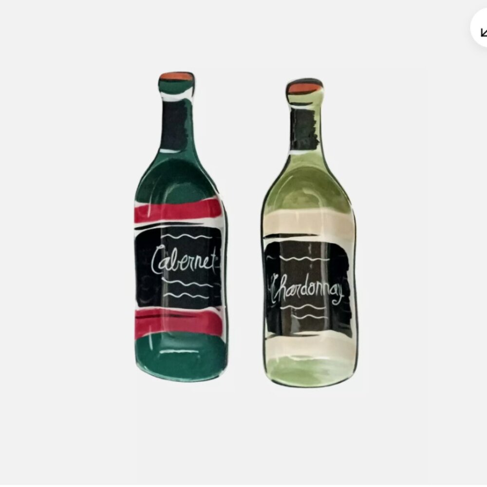 Clay Art "WINE" Bottle Serving Dishes ~ 11" x 3 1/2" x 1 3/4 depth Set of 2